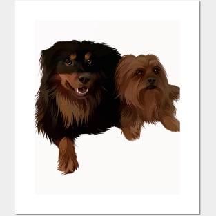 two cute brown puppies-vector art the dog Posters and Art